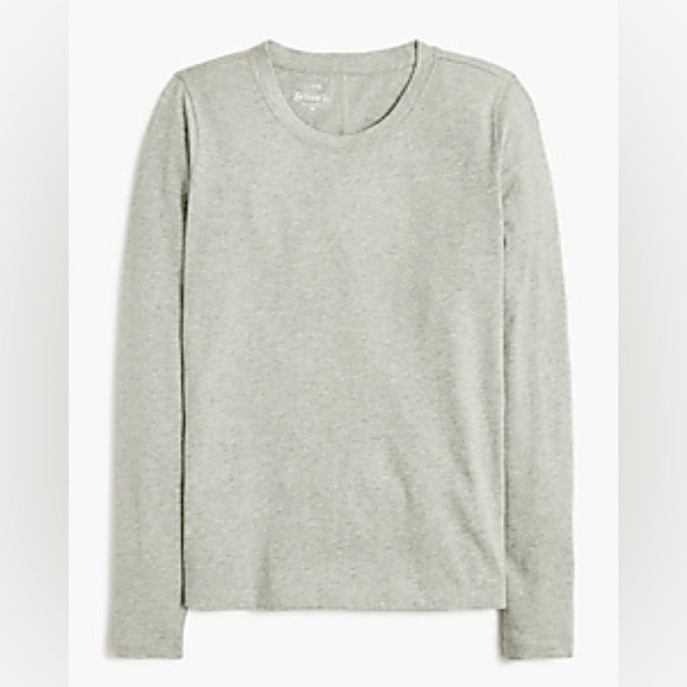 NWT J.Crew Long Sleeve Girlfriend Tee Grey Sz XS small hole sew or patch incl